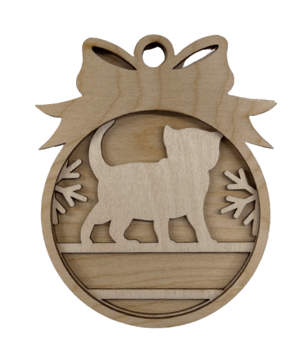 Cat 3D Laser Cut Ornament – Baltic Birch Wood Craft Supplies | DIY Wood Ornament Kit AN32 - The Wood Shape Store