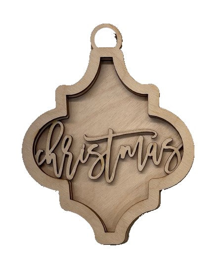 3D Ornament 3 Pieces Laser Cut Out Unfinished ORN205
