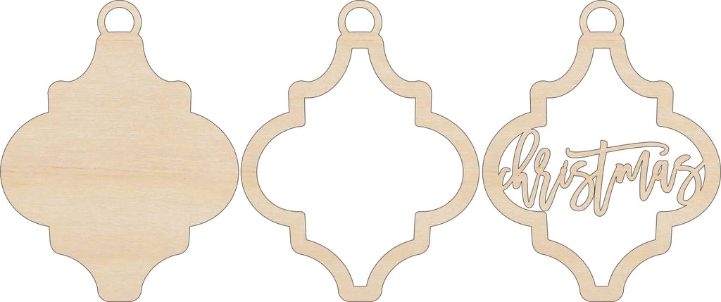 3D Ornament 3 Pieces Laser Cut Out Unfinished ORN205