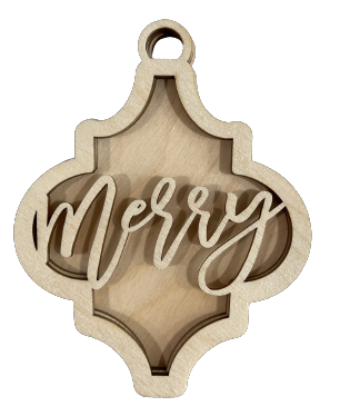 3D Ornament Merry Christmas 3 Pieces Laser Cut Out Unfinished ORN208