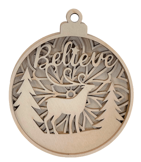Deer 3D Laser Cut Ornament – Baltic Birch Wood Craft Supplies | DIY Wood Ornament Kit AN2 - The Wood Shape Store