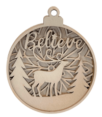 Deer 3D Laser Cut Ornament – Baltic Birch Wood Craft Supplies | DIY Wood Ornament Kit AN2 - The Wood Shape Store