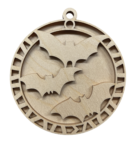 3D Ornament Bat 2 Pieces Laser Cut Out Unfinished ORN219