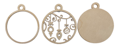 3D Ornaments 3 Pieces Laser Cut Out Unfinished ORN21 3D Ornaments 3 Pieces Laser Cut Out Unfinished ORN21