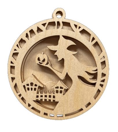 Witch 3D Laser Cut Ornament – Baltic Birch Wood Craft Supplies | DIY Wood Ornament Kit HA29 - The Wood Shape Store
