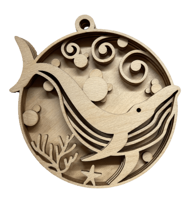 Whale 3D Laser Cut Ornament – Baltic Birch Wood Craft Supplies | DIY Wood Ornament Kit BC7 - The Wood Shape Store