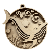 Whale 3D Laser Cut Ornament – Baltic Birch Wood Craft Supplies | DIY Wood Ornament Kit BC7 - The Wood Shape Store