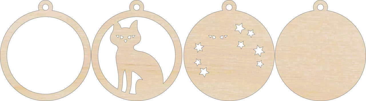 Cat 3D Laser Cut Ornament – Baltic Birch Wood Craft Supplies | DIY Wood Ornament Kit HA27 - The Wood Shape Store