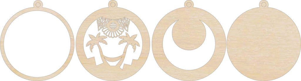 3D Ornament Palm Tree 4 Pieces Laser Cut Out Unfinished ORN227