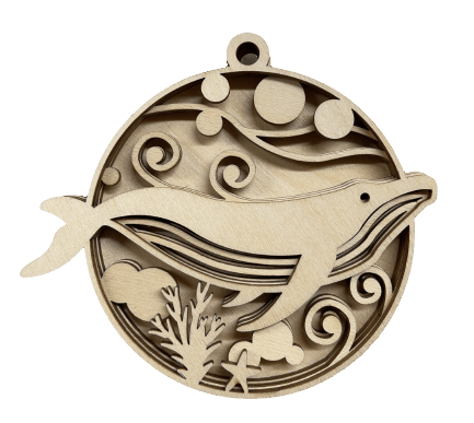 Whale 3D Laser Cut Ornament – Baltic Birch Wood Craft Supplies | DIY Wood Ornament Kit BC1 - The Wood Shape Store