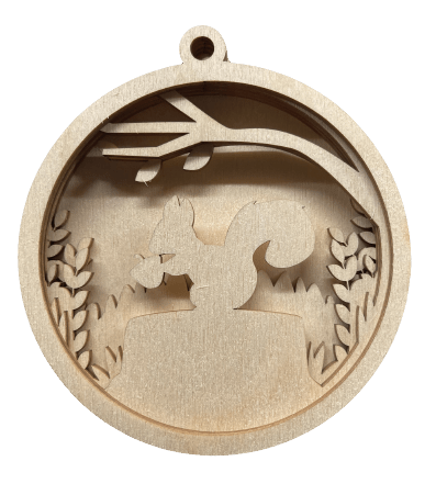 Squirrel 3D Laser Cut Ornament – Baltic Birch Wood Craft Supplies | DIY Wood Ornament Kit AN29 - The Wood Shape Store