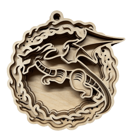 Dragon 3D Laser Cut Ornament – Baltic Birch Wood Craft Supplies | DIY Wood Ornament Kit MY5 - The Wood Shape Store
