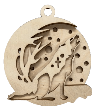 Wolf 3D Laser Cut Ornament – Baltic Birch Wood Craft Supplies | DIY Wood Ornament Kit AN28 - The Wood Shape Store
