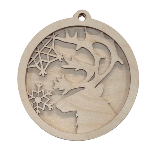 Deer 3D Laser Cut Ornament – Baltic Birch Wood Craft Supplies | DIY Wood Ornament Kit AN3 - The Wood Shape Store