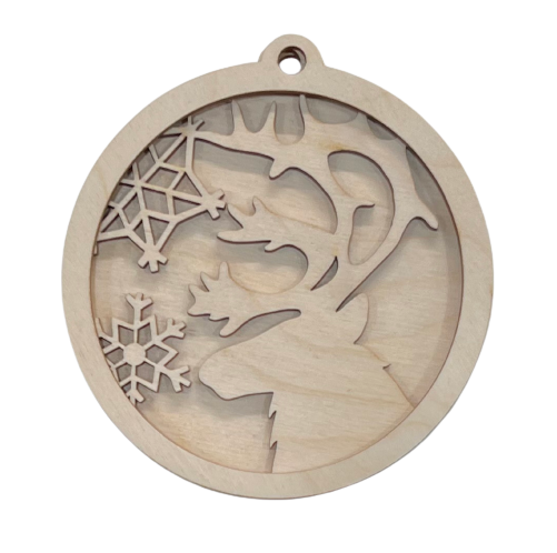 3D Ornament Deer 3 Pieces Laser Cut Out Unfinished ORN24 3D Ornament Deer 3 Pieces Laser Cut Out Unfinished ORN24