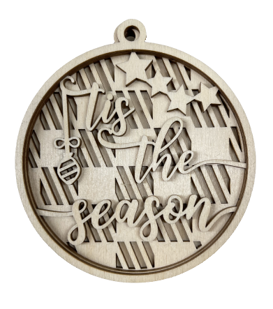 3D Ornament Tis the Season 4 Pieces Laser Cut Out Unfinished ORN256 3D Ornament Tis the Season 4 Pieces Laser Cut Out Unfinished ORN256