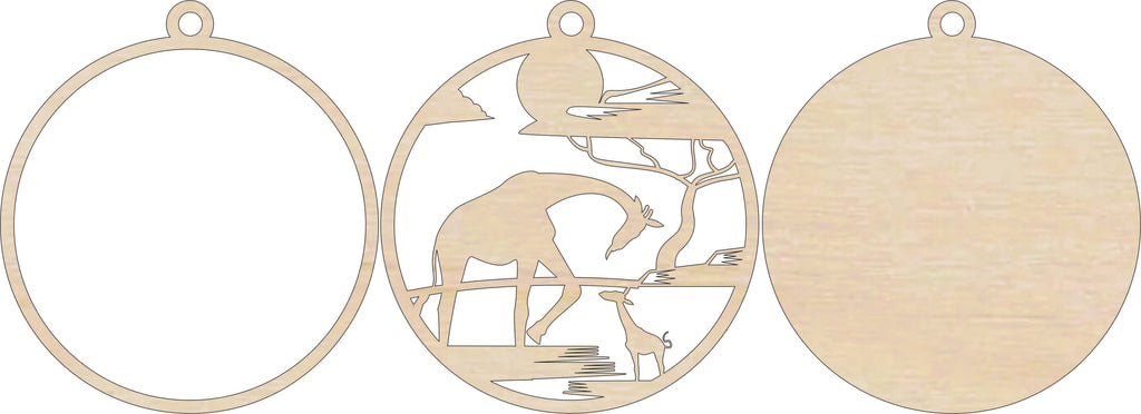 3D Ornament Giraffe 3 Pieces Laser Cut Out Unfinished ORN257