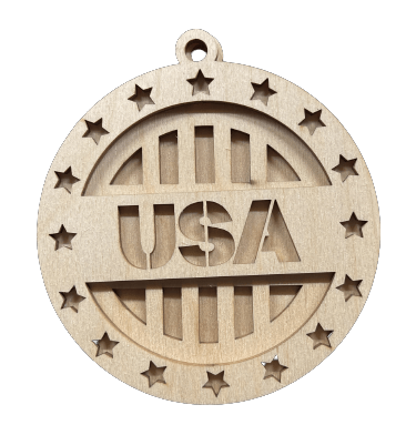 America 3D Laser Cut Ornament – Baltic Birch Wood Craft Supplies | DIY Wood Ornament Kit US108 - The Wood Shape Store
