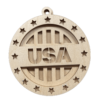 America 3D Laser Cut Ornament – Baltic Birch Wood Craft Supplies | DIY Wood Ornament Kit US108 - The Wood Shape Store