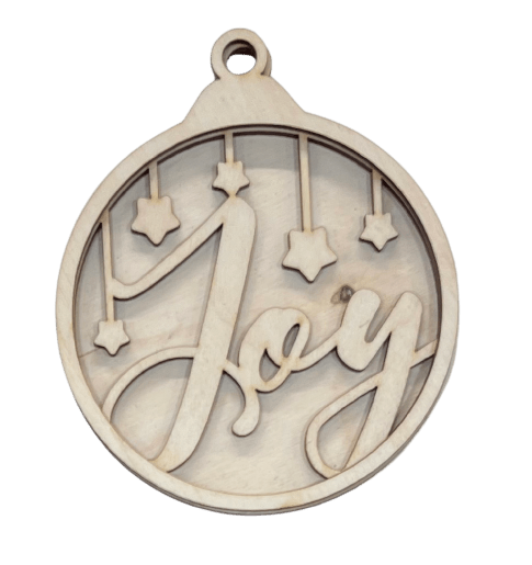 Joy 3D Laser Cut Ornament – Baltic Birch Wood Craft Supplies | DIY Wood Ornament Kit XM9 - The Wood Shape Store