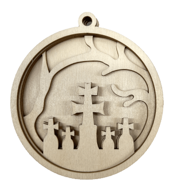 Graveyard 3D Laser Cut Ornament – Baltic Birch Wood Craft Supplies | DIY Wood Ornament Kit HA31 - The Wood Shape Store