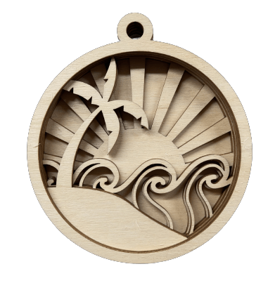 Beach 3D Laser Cut Ornament – Baltic Birch Wood Craft Supplies | DIY Kit BC4 - The Wood Shape Store