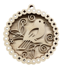 3D Ornament Bird 3 Pieces Laser Cut Out Unfinished ORN264 3D Ornament Bird 3 Pieces Laser Cut Out Unfinished ORN264