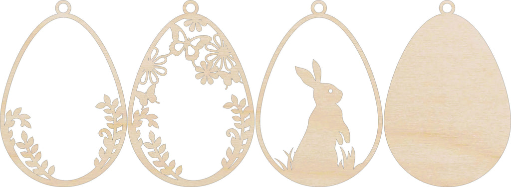 3D Ornament Bunny 4 Pieces Laser Cut Out Unfinished ORN268