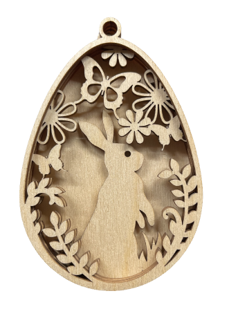 3D Ornament Bunny 4 Pieces Laser Cut Out Unfinished ORN268