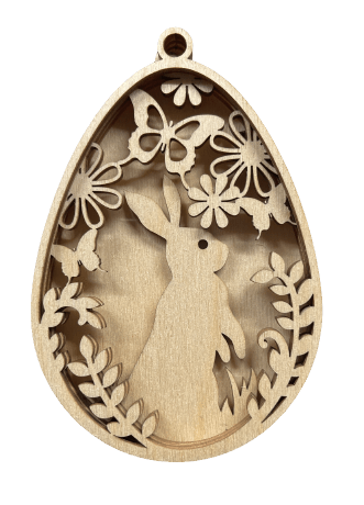 Bunny 3D Laser Cut Ornament – Baltic Birch Wood Craft Supplies | DIY Wood Ornament Kit ES32 - The Wood Shape Store