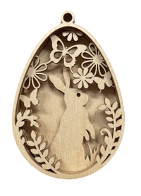 Bunny 3D Laser Cut Ornament – Baltic Birch Wood Craft Supplies | DIY Wood Ornament Kit ES32 - The Wood Shape Store