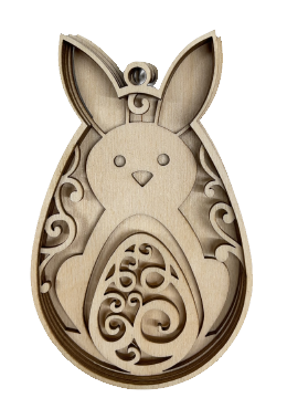 3D Ornament Bunny 5 Pieces Laser Cut Out Unfinished ORN272