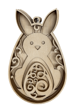 Bunny 3D Laser Cut Ornament – Baltic Birch Wood Craft Supplies | DIY Wood Ornament Kit ES35 - The Wood Shape Store