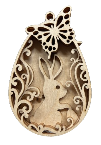 3D Ornament Bunny 4 Pieces Laser Cut Out Unfinished ORN273