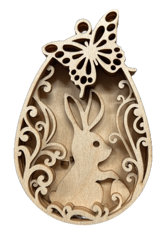Bunny 3D Laser Cut Ornament – Baltic Birch Wood Craft Supplies | DIY Wood Ornament Kit ES65 - The Wood Shape Store