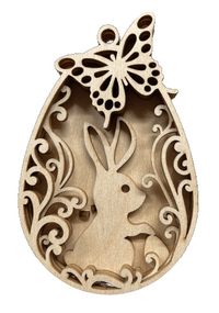 Bunny 3D Laser Cut Ornament – Baltic Birch Wood Craft Supplies | DIY Wood Ornament Kit ES65 - The Wood Shape Store
