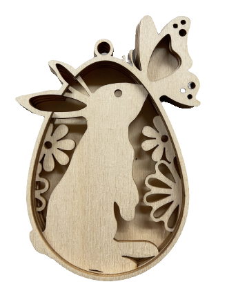3D Ornament Bunny 5 Pieces Laser Cut Out Unfinished ORN274