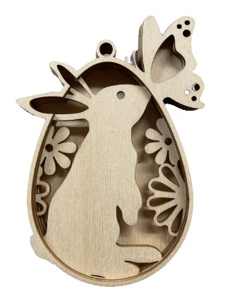 Bunny 3D Laser Cut Ornament – Baltic Birch Wood Craft Supplies | DIY Wood Ornament Kit ES36 - The Wood Shape Store