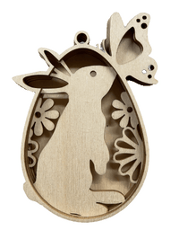 Bunny 3D Laser Cut Ornament – Baltic Birch Wood Craft Supplies | DIY Wood Ornament Kit ES36 - The Wood Shape Store