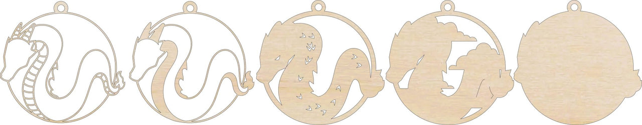 Dragon 3D Laser Cut Ornament – Baltic Birch Wood Craft Supplies | DIY Wood Ornament Kit MY4 - The Wood Shape Store
