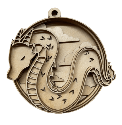Dragon 3D Laser Cut Ornament – Baltic Birch Wood Craft Supplies | DIY Wood Ornament Kit MY4 - The Wood Shape Store