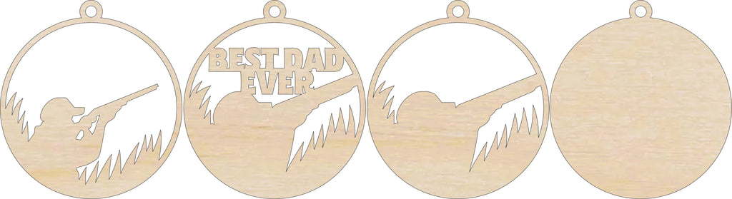 3D Ornament Father's Day Hunting 4 Pieces Laser Cut Out Unfinished ORN276 3D Ornament Father's Day Hunting 4 Pieces Laser Cut Out Unfinished ORN276