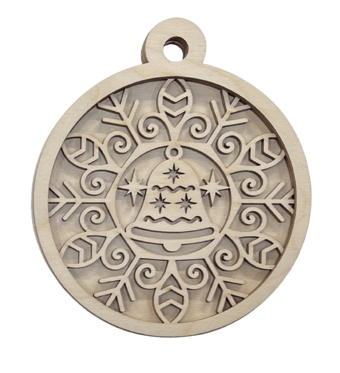 Bell 3D Laser Cut Ornament – Baltic Birch Wood Craft Supplies | DIY Wood Ornament Kit XM305 - The Wood Shape Store