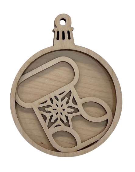 3D Ornament Stocking 3 Pieces Laser Cut Out Unfinished ORN29