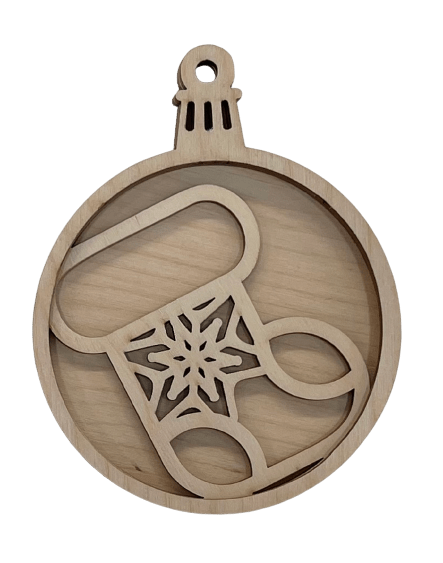 Stocking 3D Laser Cut Ornament – Baltic Birch Wood Craft Supplies | DIY Wood Ornament Kit XM11 - The Wood Shape Store
