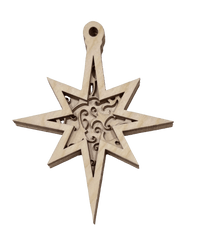 Star 3 3D Laser Cut Ornament – Baltic Birch Wood Craft Supplies | DIY Wood Ornament Kit RE1 - The Wood Shape Store