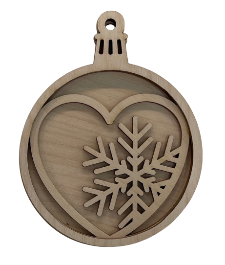 3D Ornament Heart 3 Pieces Laser Cut Out Unfinished ORN31 3D Ornament Heart 3 Pieces Laser Cut Out Unfinished ORN31