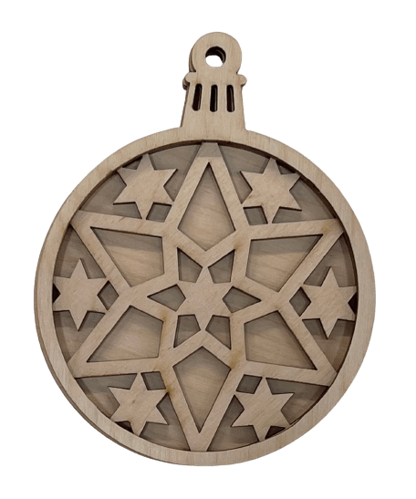 Star 3D Laser Cut Ornament – Baltic Birch Wood Craft Supplies | DIY Wood Ornament Kit DS7 - The Wood Shape Store