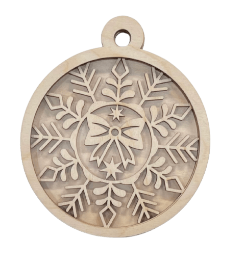 Bow 3D Laser Cut Ornament - Baltic Birch Wood Craft Supplies l DIY Wood Ornament Kit XM59 - The Wood Shape Store