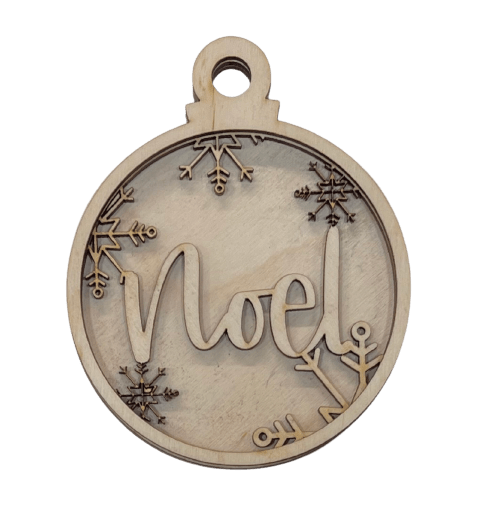 Noel 3D Laser Cut Ornament – Baltic Birch Wood Craft Supplies | DIY Wood Ornament Kit RE6 - The Wood Shape Store